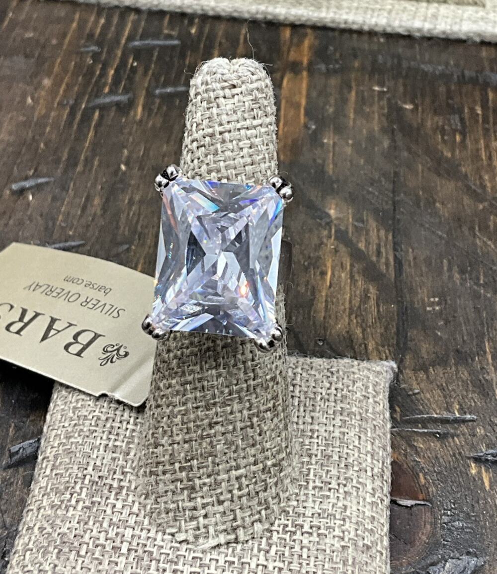 Barse Bring On The Bling Ring - Clear Quartz- Silver- 6- NWT